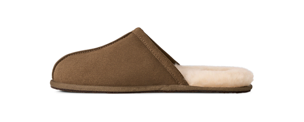 Men's Suede Open-Back Slipper - Brown