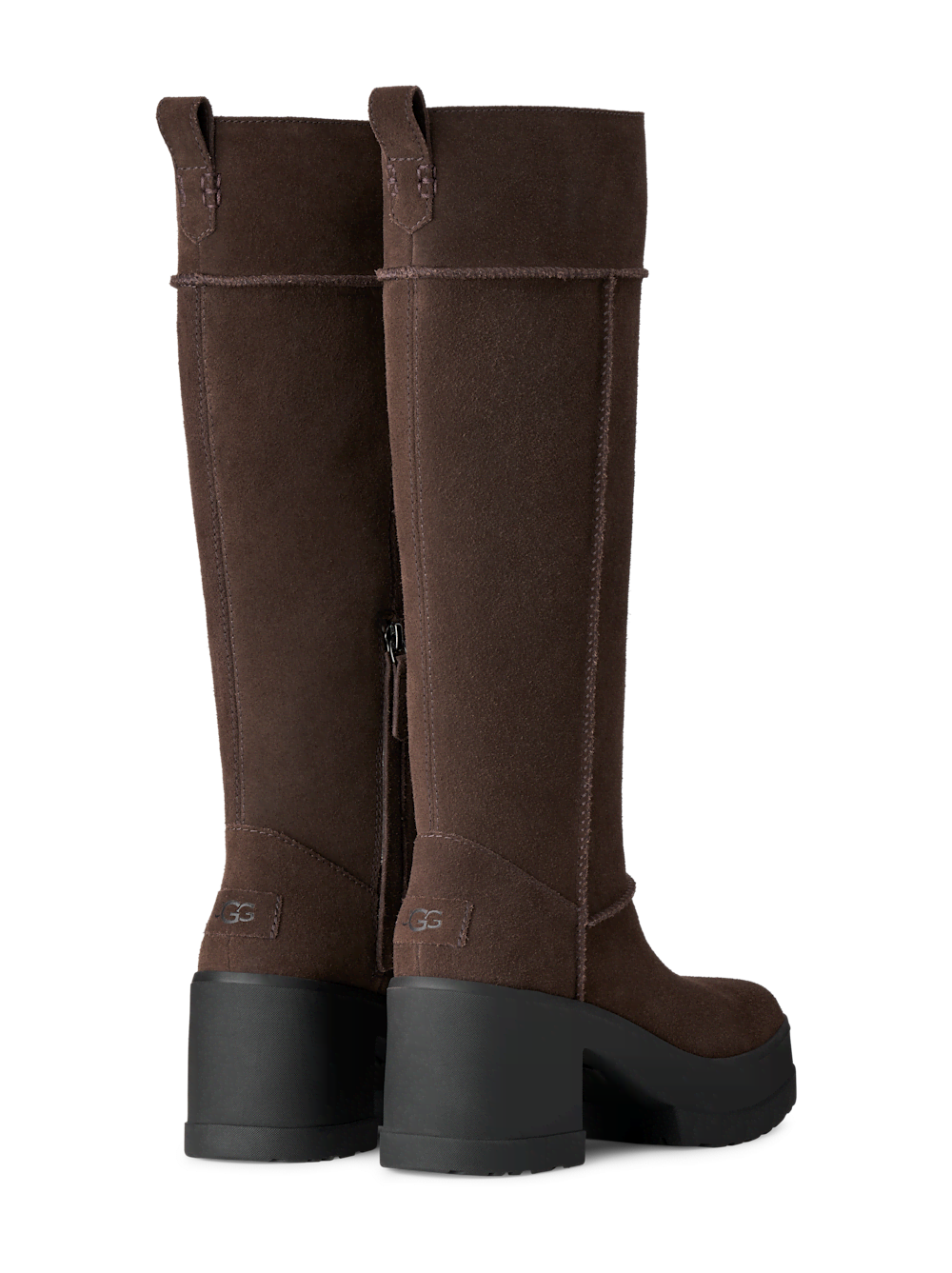 Women's Suede Platform Knee-High Boot - Black