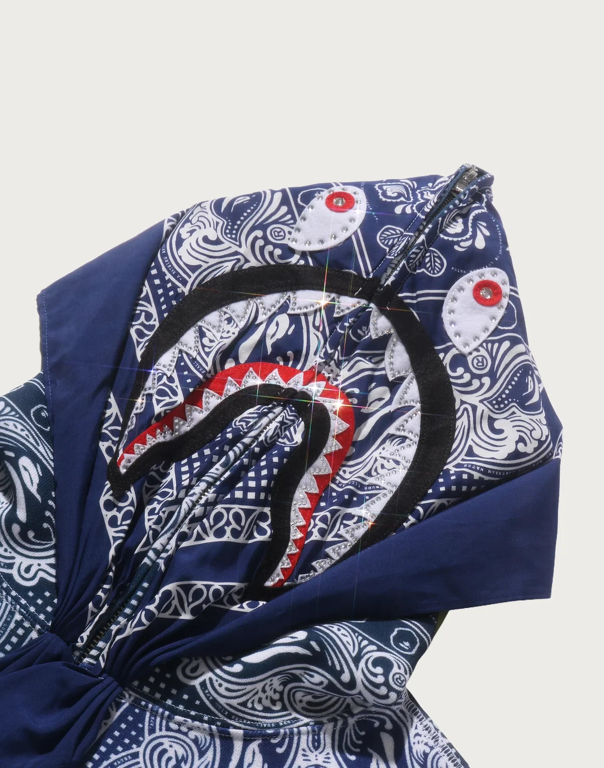Paisley Full-Zip Graphic Hoodie - Navy