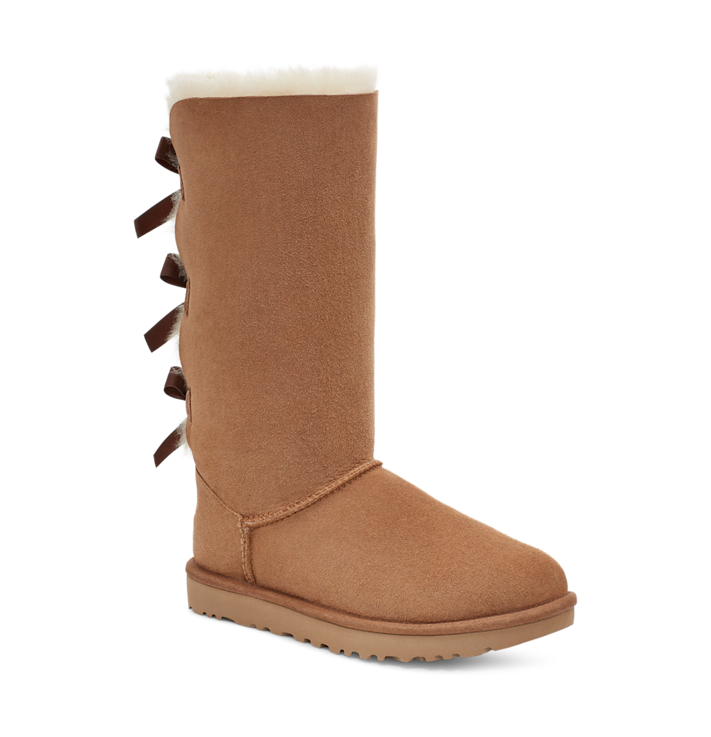 Women's Tall Sheepskin Bow Boot - Chestnut