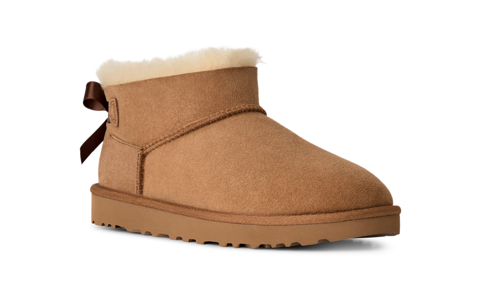 Women's Ultra-Short Suede Bow Boot - Sand