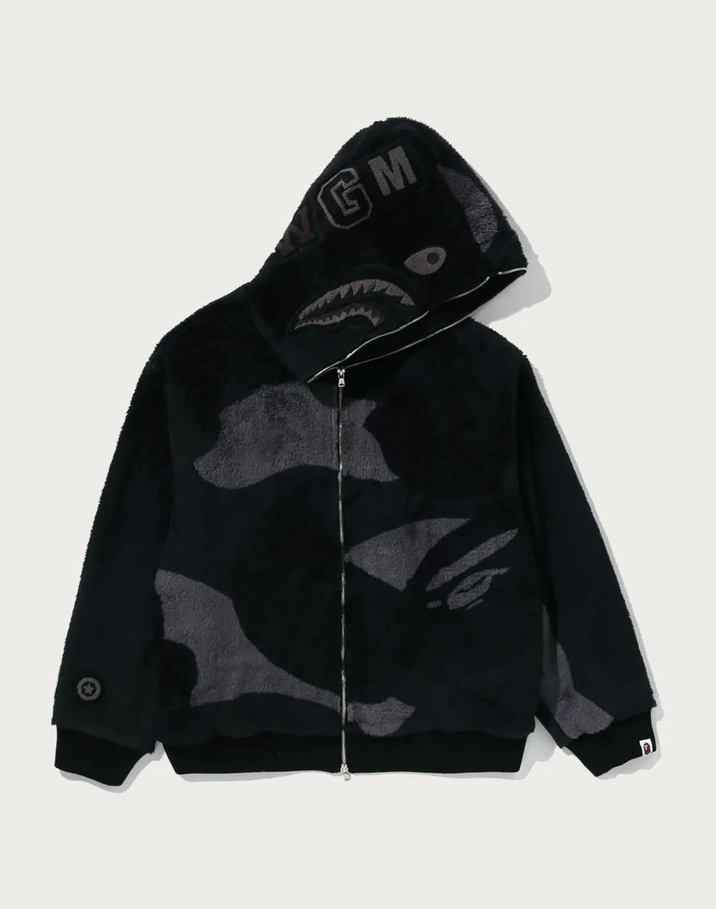 Camo Sherpa Full-Zip Jacket - Black