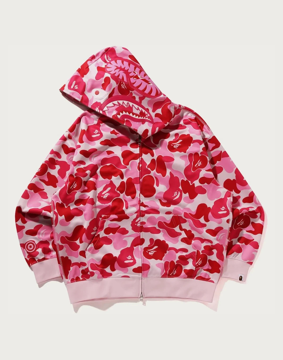 Relaxed Polyester Camo Full-Zip Hoodie - Green