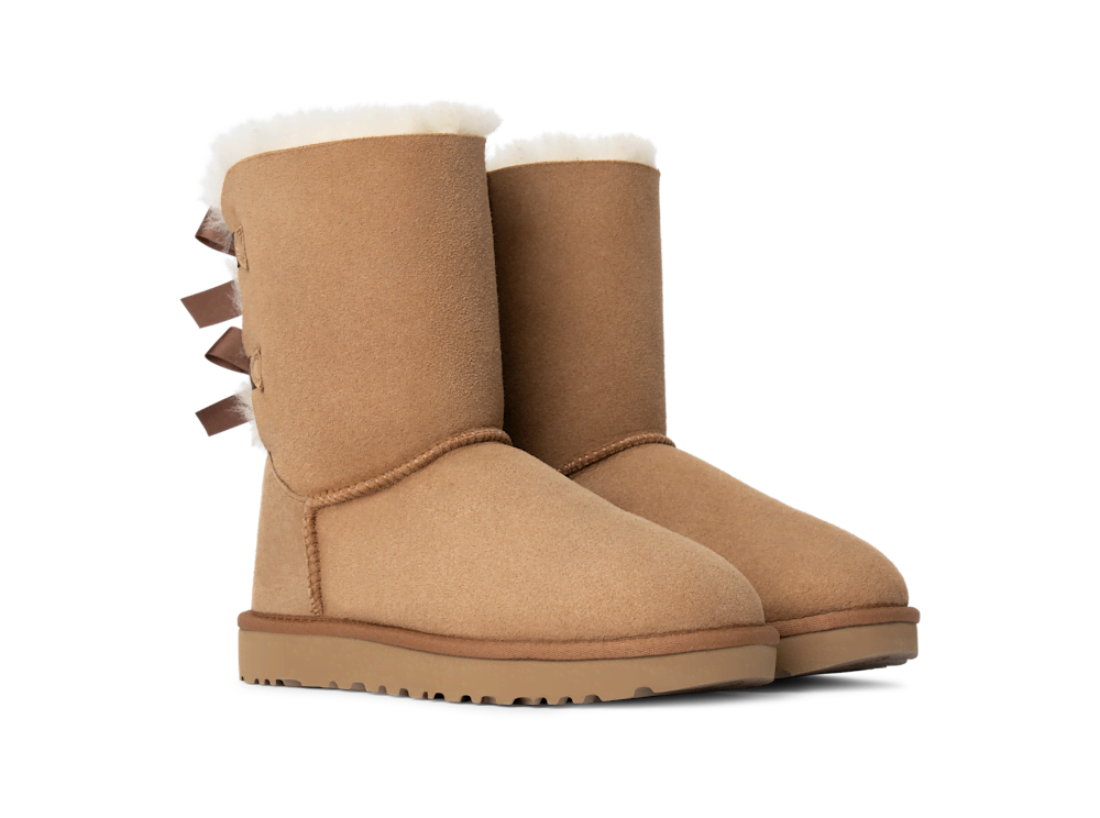 Women's Sheepskin Bow Boot - Black