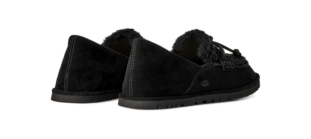 Women's Suede Sheepskin Loafer - Black