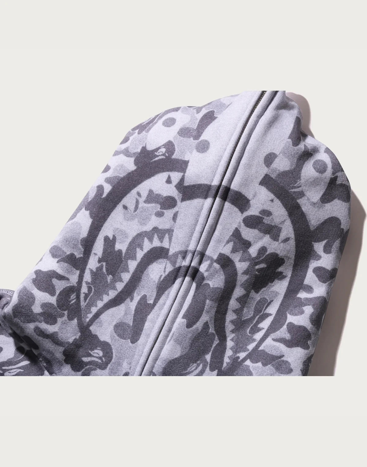 Relaxed Camo Print Full-Zip Hoodie - Black