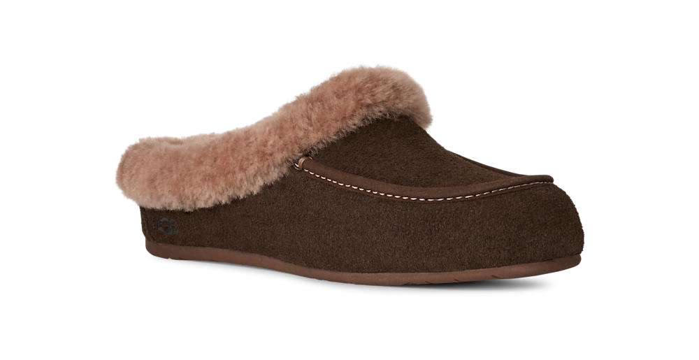 Women's Suede Sheepskin Collar Mule - Moonlight