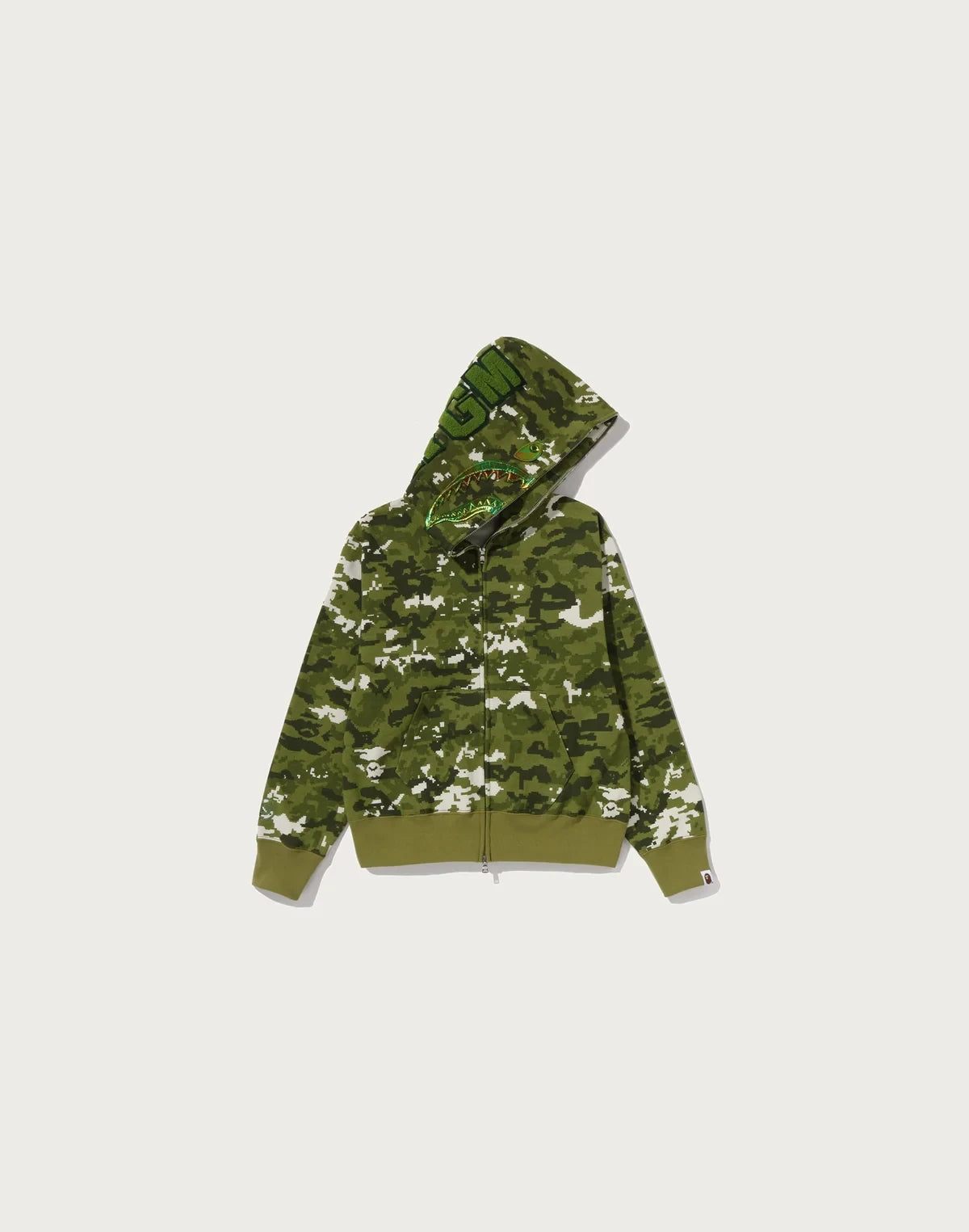 Pixel Camo Full-Zip Graphic Hoodie - Green