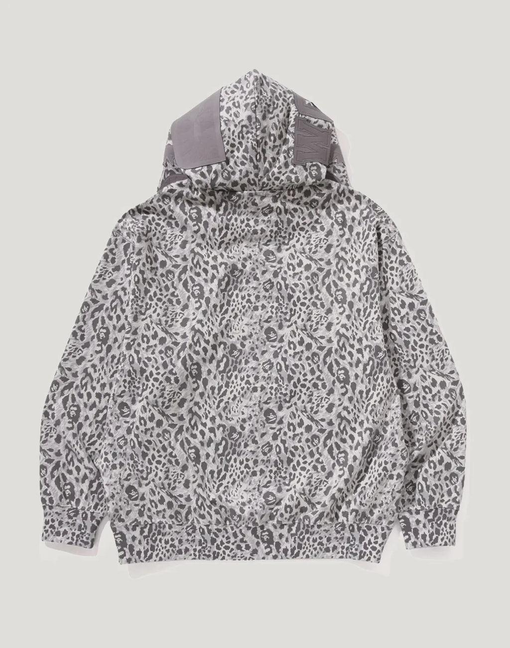 Leopard Print Full-Zip Hoodie - Gray