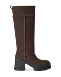 Women's Suede Platform Knee-High Boot - Black