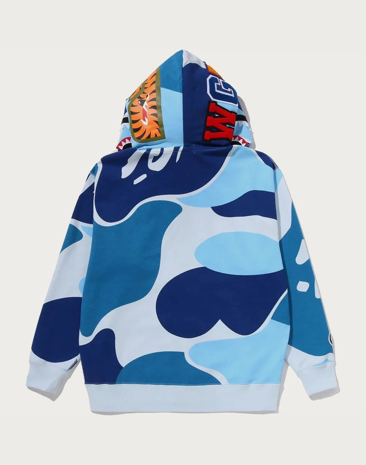 Relaxed Cotton Camo Full-Zip Hoodie - Blue