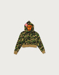Women's Cropped Zip Hoodie - Green