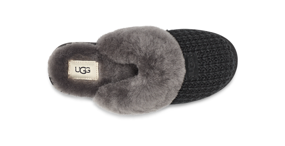 Women's Knit Sheepskin Slipper - Charcoal