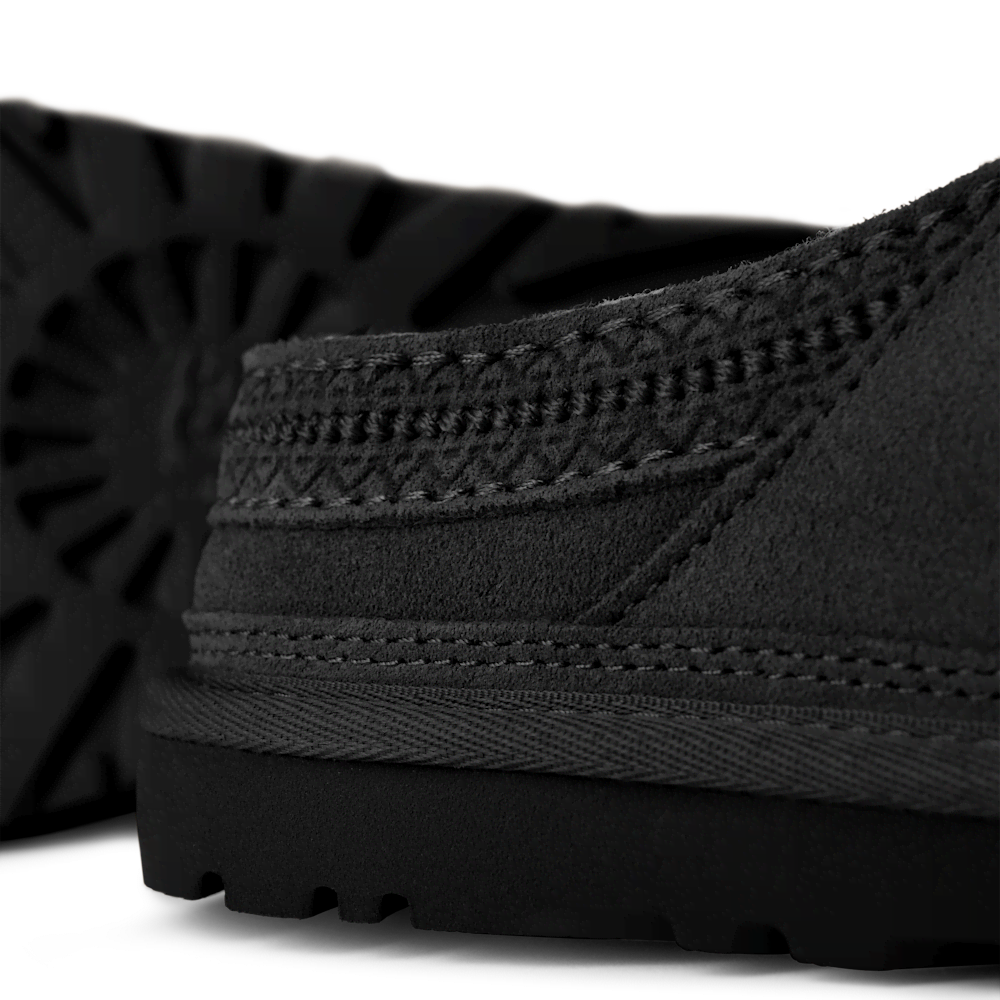 Men's Sheepskin Lined Suede Slip-On - Black