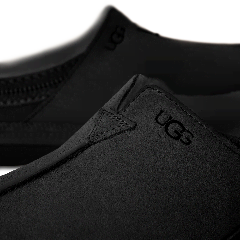 Men's Sheepskin Lined Suede Slip-On - Black