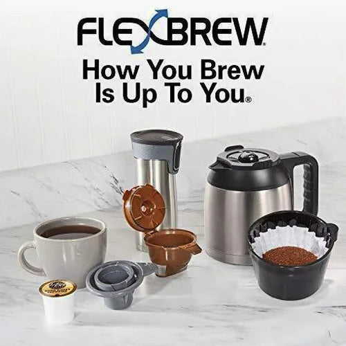 Hamilton Beach FlexBrew Thermal Coffee Maker, Single Serve And 10-Cup Full Pot, Black And Stainless - 49966