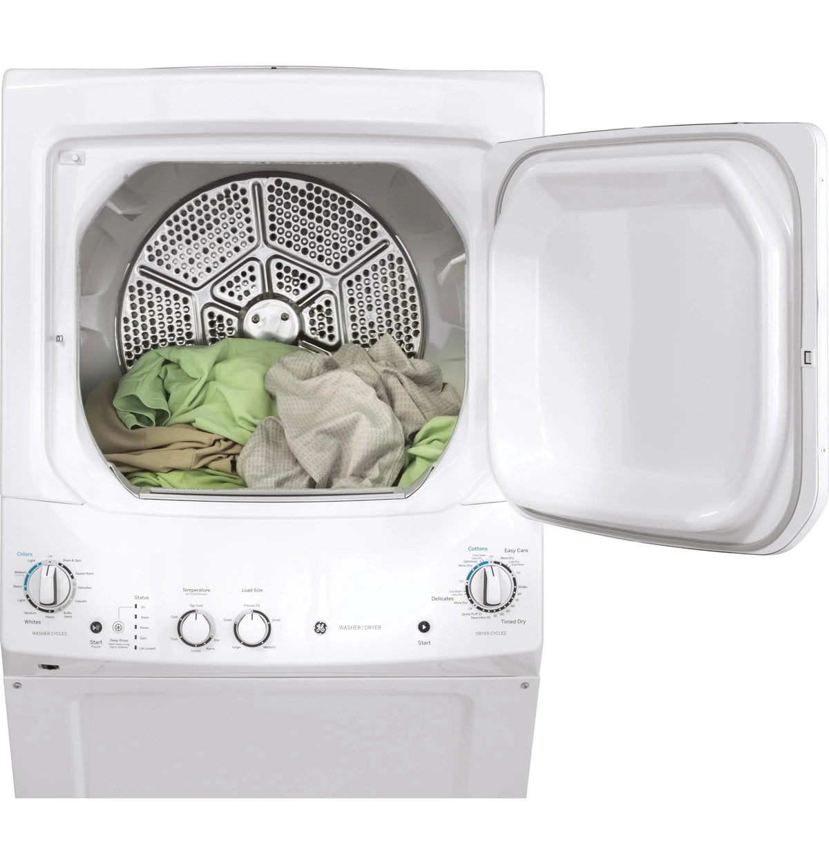 GE Unitized Spacemaker Washer 3.8 DOE cu. ft. With 5.9 cu. ft. Gas Dryer