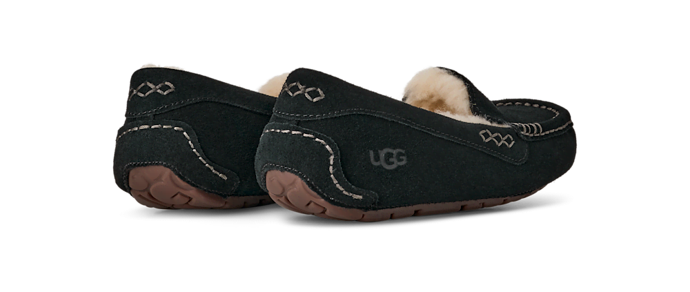 Women's Water-Resistant Suede Moccasin Slipper - Black
