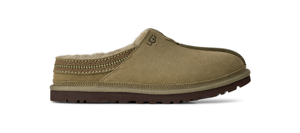 Men's Sheepskin Lined Suede Slip-On - Black