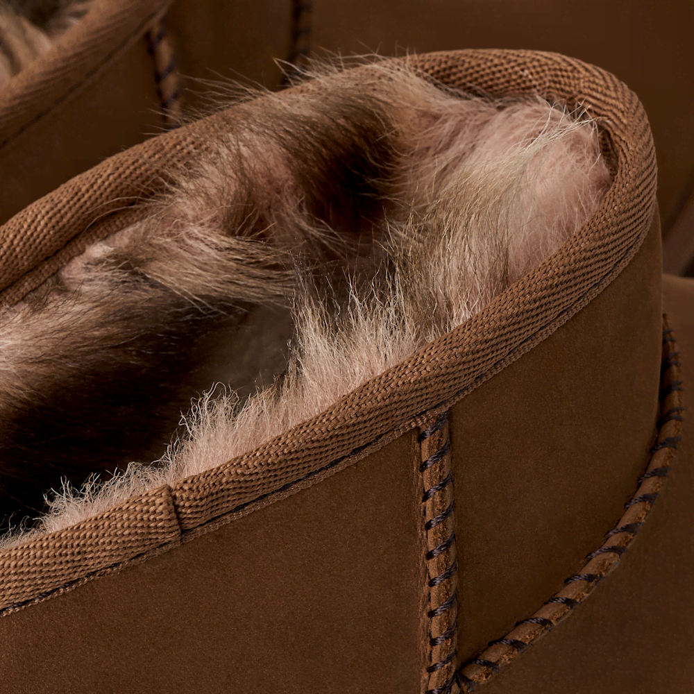 Women's Nubuck Mini Boot - Dark Chestnut