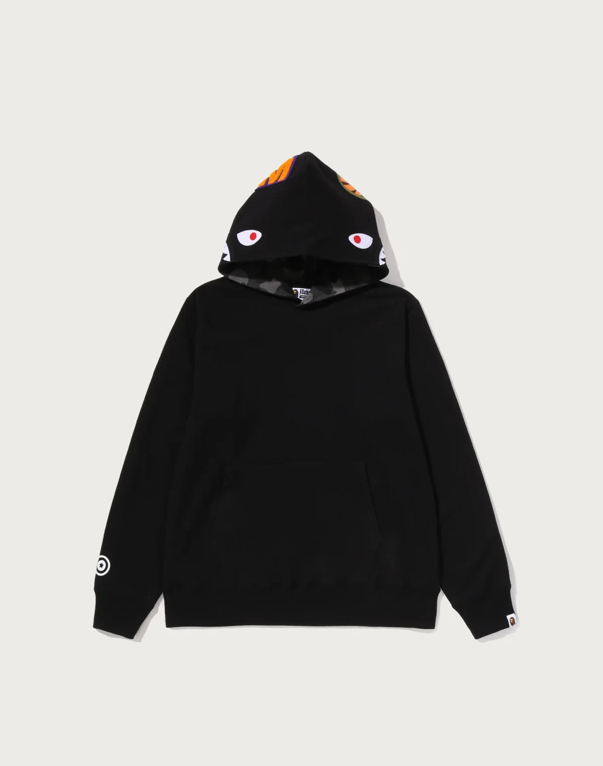 Camo Print Pullover Hoodie - Black