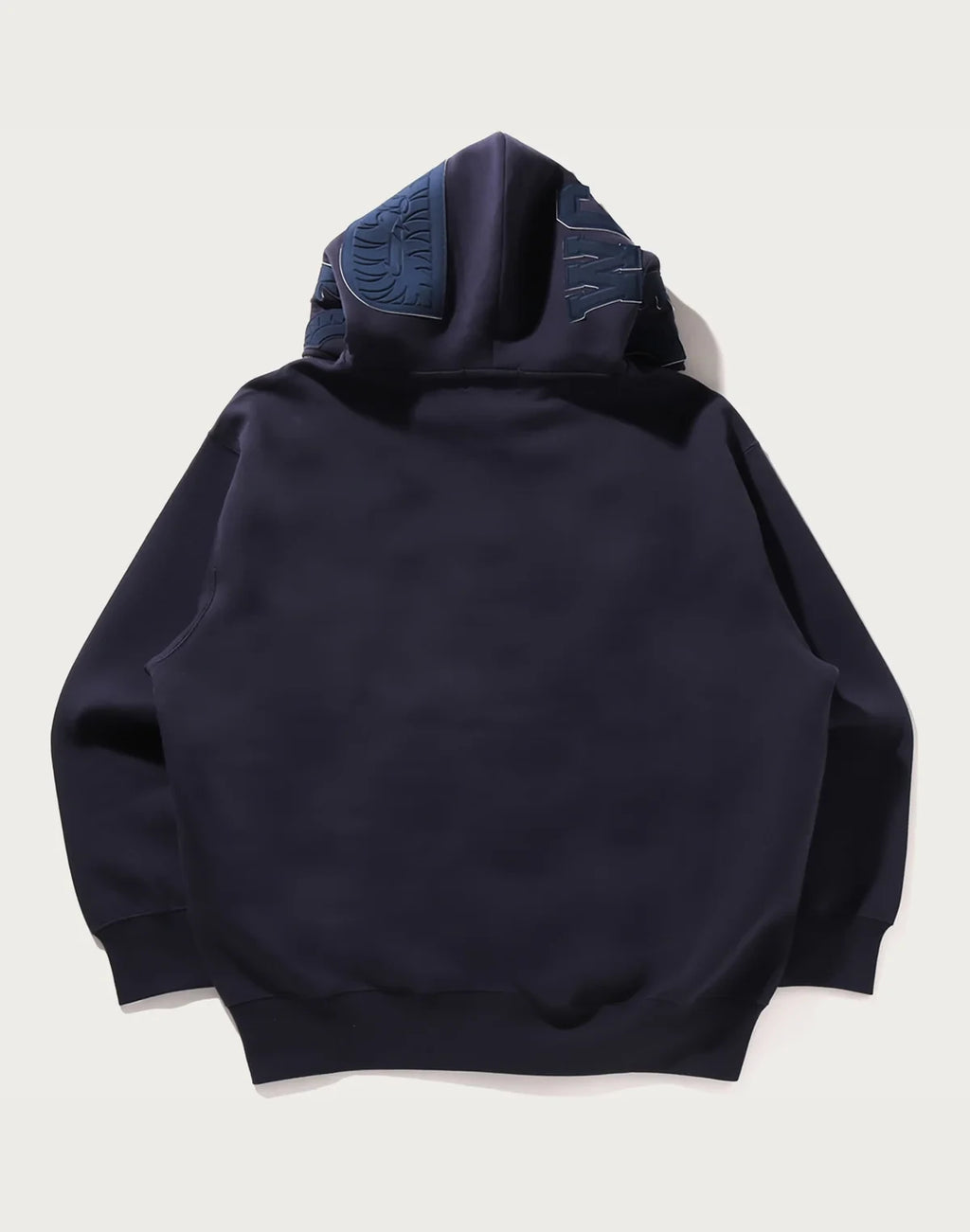 Relaxed Full-Zip Pattern Hoodie - Navy