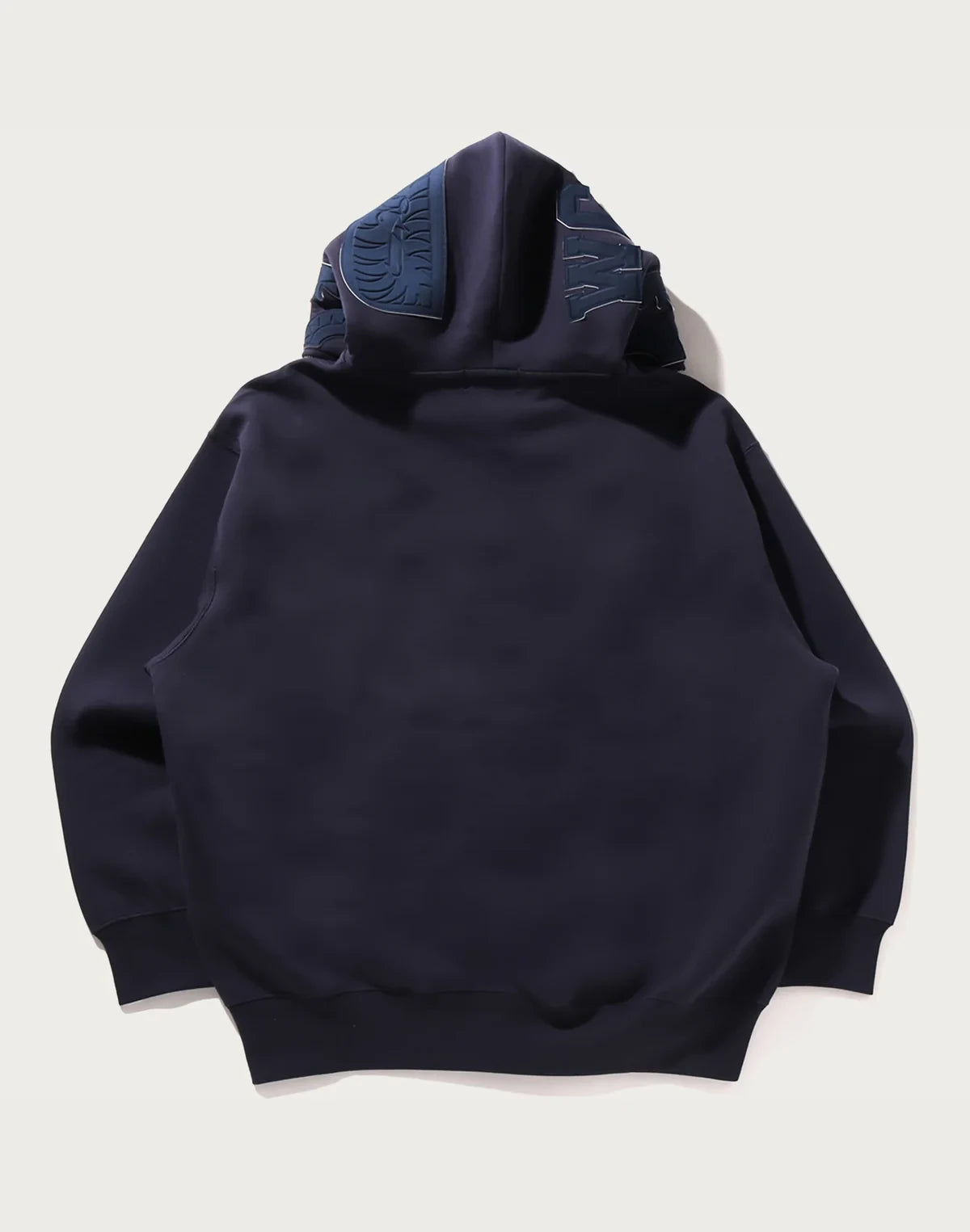 Relaxed Full-Zip Pattern Hoodie - Navy