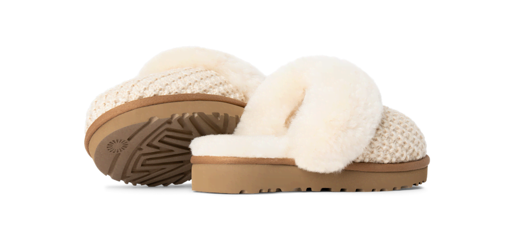 Women's Knit Sheepskin Slipper - Charcoal