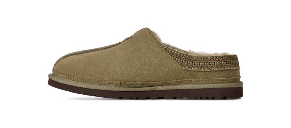 Men's Sheepskin Lined Suede Slip-On - Black