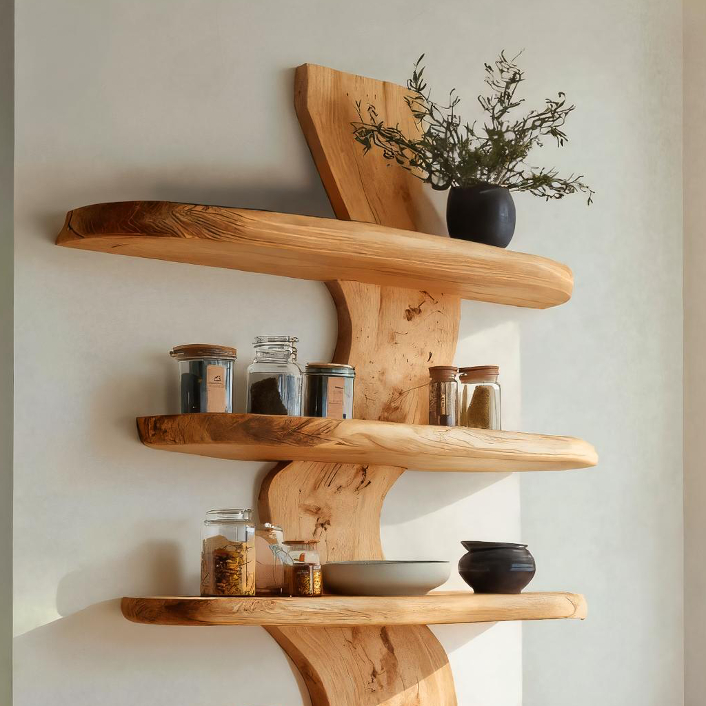 Modern Live Edge Floating Shelf For Kitchen