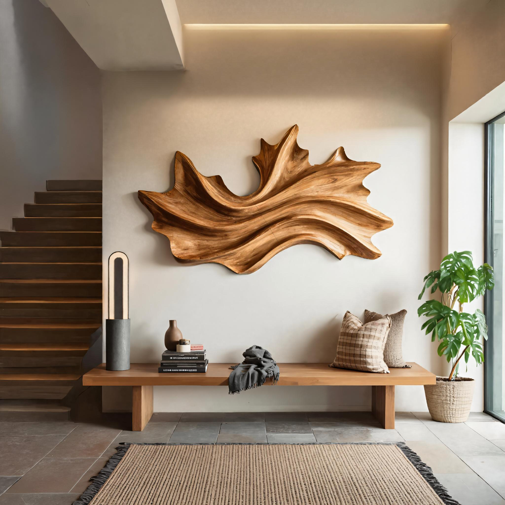 Organic Wall Art With Flowing Wave Design For Entryway