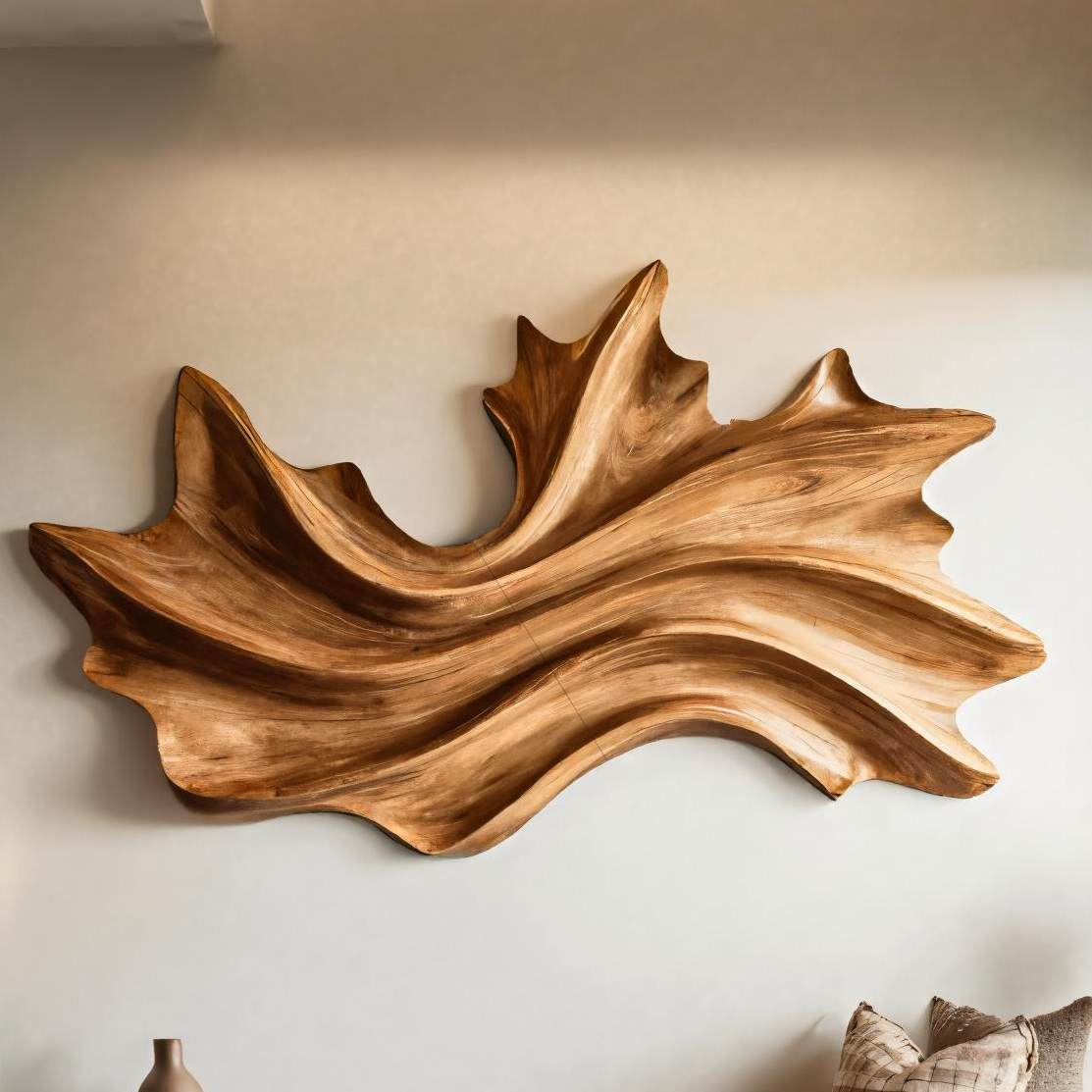 Organic Wall Art With Flowing Wave Design For Entryway